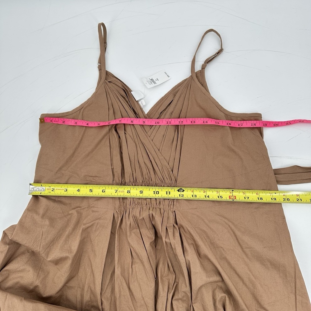 NWT GAP‎ Clay Brown Wrap Cami Midi Dress Sz 16 Tall Pleated Pocket Cotton Resort - Picture 6 of 12